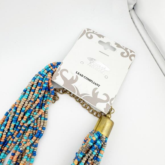 Multicolor Beaded Strand Necklace with Gold Accents Made in‎ India - Picture 8 of 10